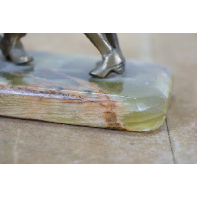 Vintage Mexican Folk Art Salsa Dancers Brass Figurine Sculpture Onyx Base 7" For Sale - Image 9 of 12