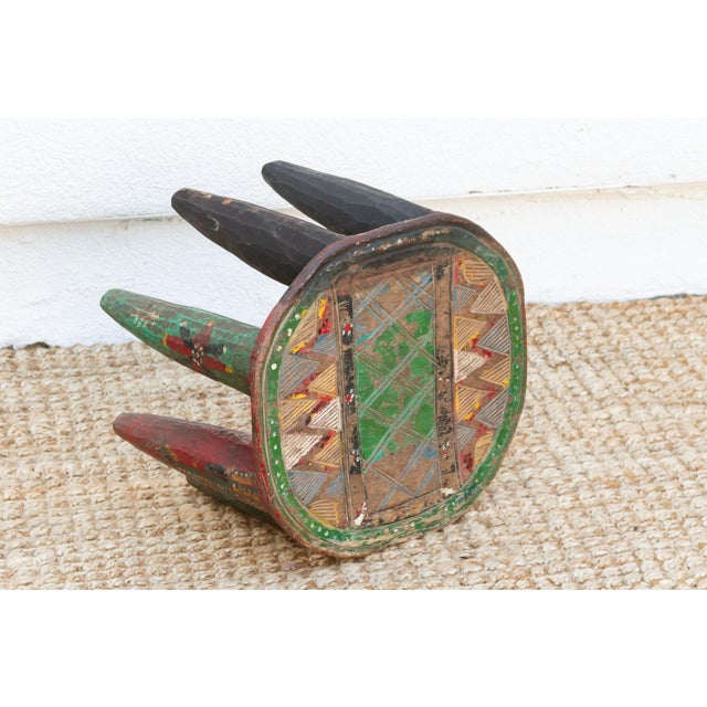 Mid-Century African Stool W/Original Paint For Sale In Los Angeles - Image 6 of 7