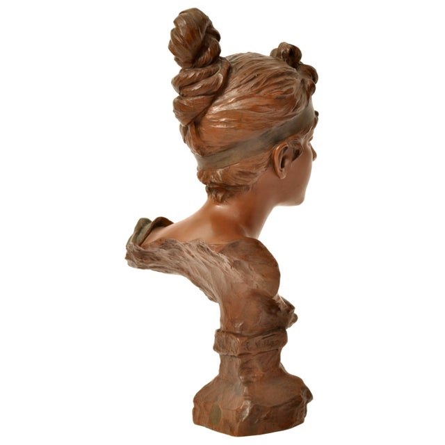Bronze Emmanuel Villanis Antique French Art Nouveau Bronze Female Bust "Phryne" Emanuel Villanis, Circa 1900 For Sale - Image 8 of 12