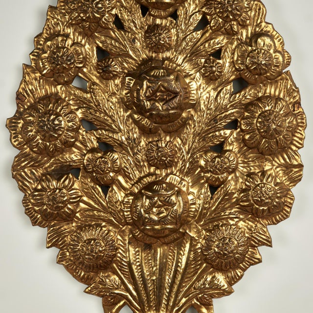 Metal Pair of Antique Italian Brass Floral Wall Sconces For Sale - Image 7 of 15