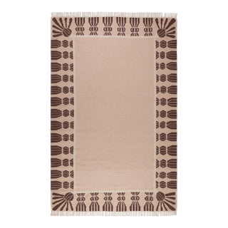 Part & Parcel Goods Wool Tassel Rug, 9' x 12', Bisque, Chocolate and Eggshell For Sale