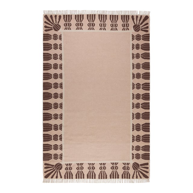 Part & Parcel Goods Wool Tassel Rug, 9' x 12', Bisque, Chocolate and Eggshell For Sale