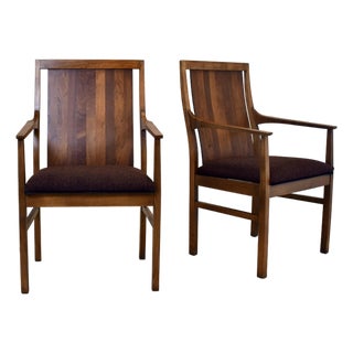 1970's Walnut Armchairs by Lane Furniture For Sale