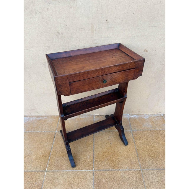 Antique Spanish Rustic Worktable with Tray Top and Drawer, 1910s For Sale - Image 4 of 8