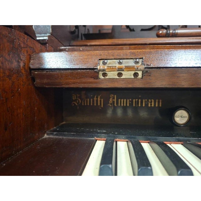 Neo-Gothic Art Harmonium in Carved Walnut For Sale - Image 5 of 12