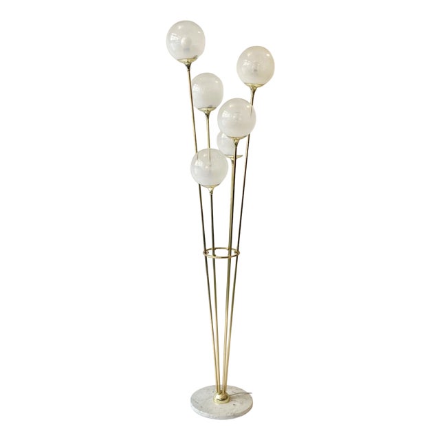 Alberello Floor Lamp in Brass and Glass from Stilnovo, Italy, 1960s For Sale