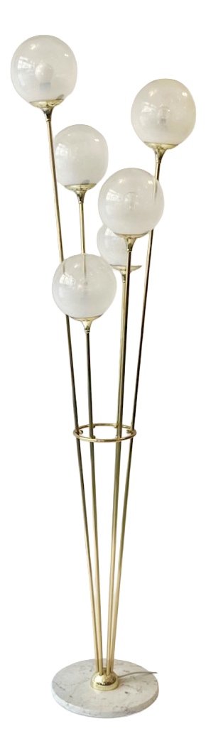Alberello Floor Lamp in Brass and Glass from Stilnovo, Italy, 1960s