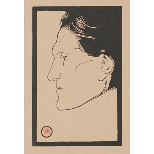 Portrait of Stefan George'' is an original woodcut on brown-colored paper, realized by Reinhold Lepsius (1857-1922). The...