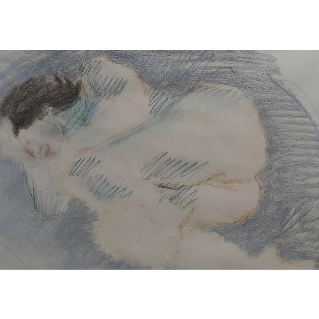 Abstract Raphael Soyer "Reclining Nude" Colored Pencil Drawing For Sale - Image 3 of 7