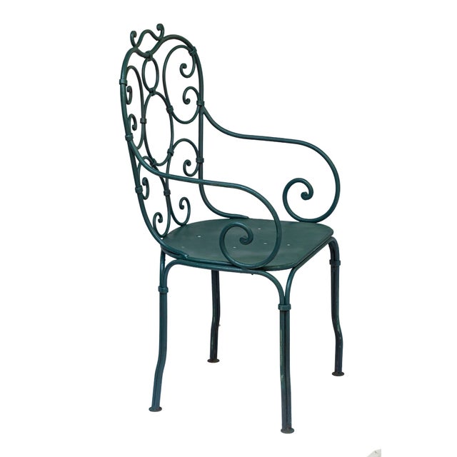 Antique Garden Table & Chairs, Set of 5 in Dark Green Patio For Sale - Image 10 of 15