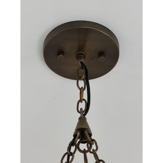 Brass Art Nouveau Petal Pendant Light, Antique Brass Finish Solid Brass Flower Shade, 4 Light Hanging Fixture For Sale - Image 8 of 12