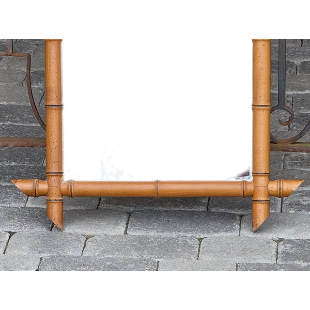 Brown French Faux Bamboo Wall Mirror with Projecting Corners, circa 1900 For Sale - Image 8 of 12