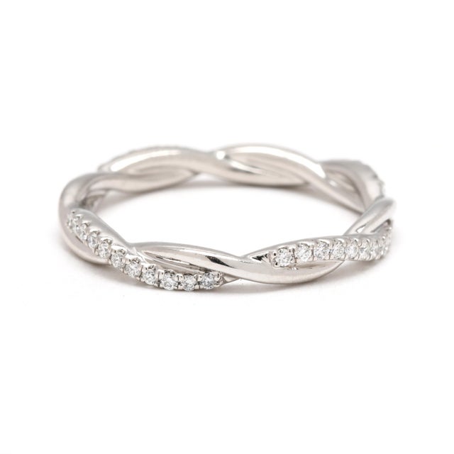 0.40ctw Diamond Twisted Eternity Band Ring, Platinum, Ring Size 5.75 For Sale - Image 4 of 5
