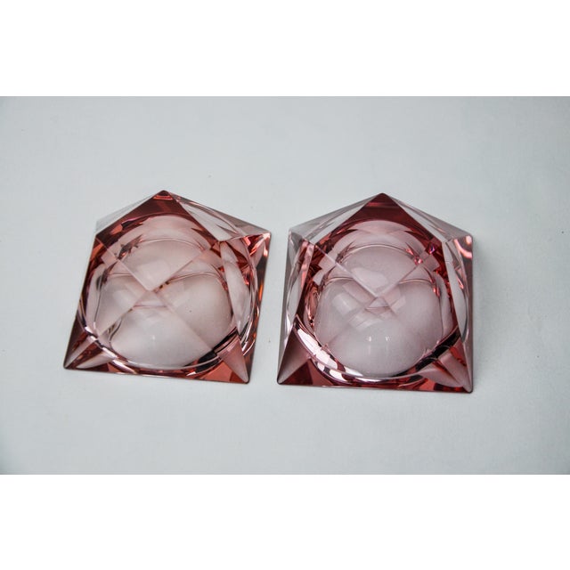 1970s Pink Faceted Ashtrays attributed to Seguso, Murano, Italy, 1970s, Set of 2 For Sale - Image 5 of 7