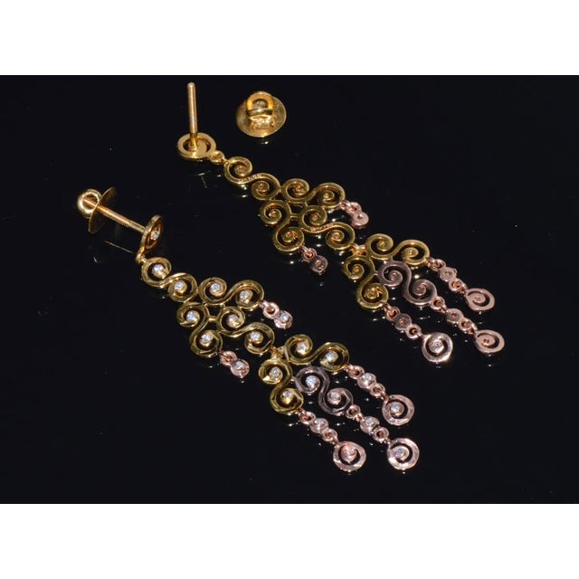Certified Natural 1.55Cts VS F Diamond 18K Solid Gold Chandelier Earrings, A Pair For Sale In Dallas - Image 6 of 10