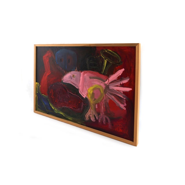Abstract Expressionism Large Expressionist Painting "Fowl Play" by Artist Virginia Cohn Parkum For Sale - Image 3 of 9