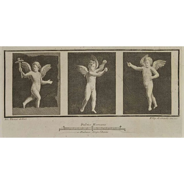Cupid In Pompeian Fresco from "Antiquities of Herculaneum" is an etching on paper realized by Filippo De Grado in the 18th...