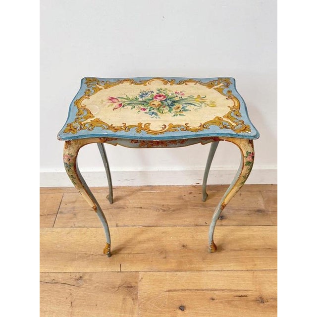 20th Century French Hand Painted Side Table For Sale - Image 4 of 7