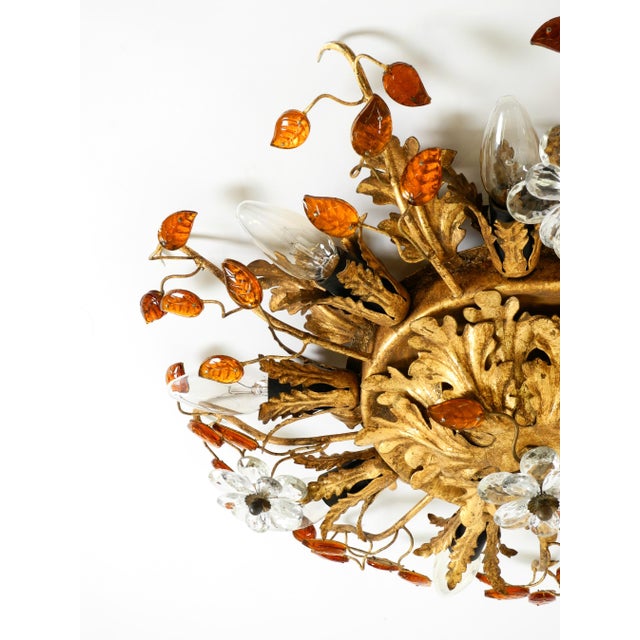Large Italian Gilt Ceiling Lamp in Glass by Banci Firenze, 1960s For Sale - Image 13 of 18