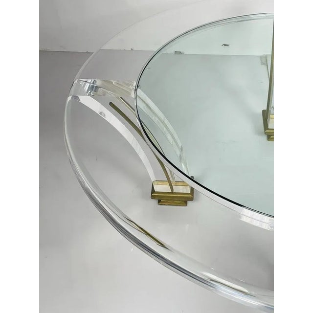 1970s Vintage Lucite & Brass Coffee Table For Sale - Image 12 of 13
