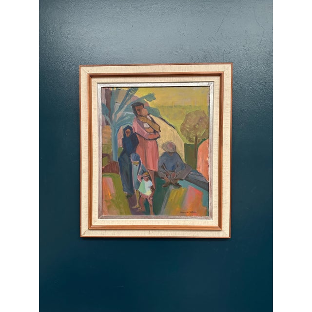 Margareta Wallin, Family in Tenerife, 1950s, Oil on Canvas, Framed For Sale - Image 15 of 17