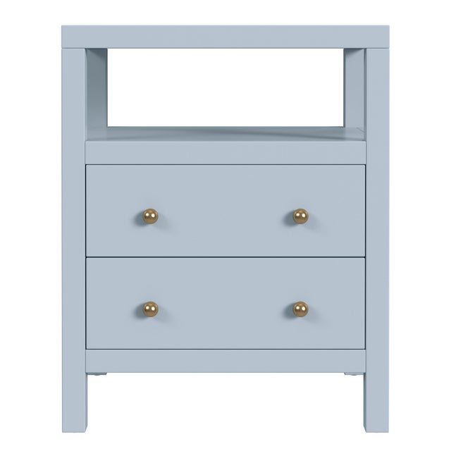Spritely Home Accent Furniture Nora 21 in. W Rectangular Wood 2 Drawer Nightstand with Open Shelf, Light Blue For Sale - Image 4 of 8