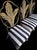 1990s Hollywood Regency Gold Gilt Metal Leaf Back Dining Chairs With Black & Cream Striped Upholstery - Set of 6 For Sale - Image 9 of 15