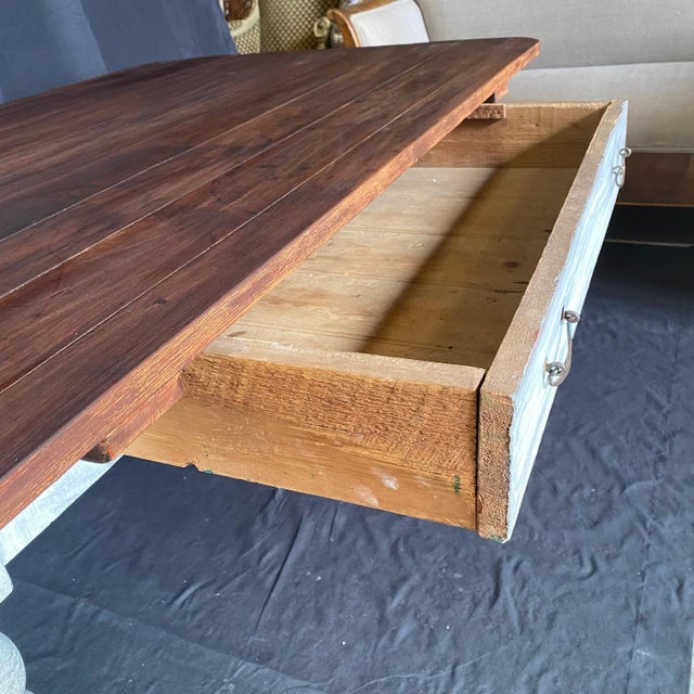 19th Century Classic Rustic Country Style Farmhouse Dining Table or Large Desk For Sale - Image 10 of 12