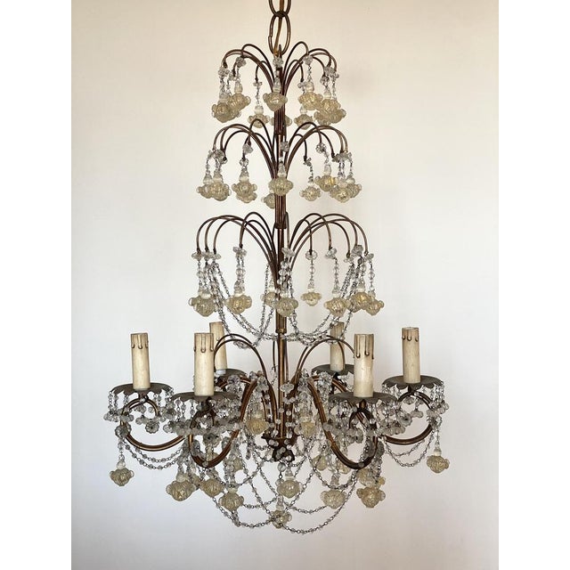 Chandelier with Murano Drops, 1960s For Sale - Image 4 of 7