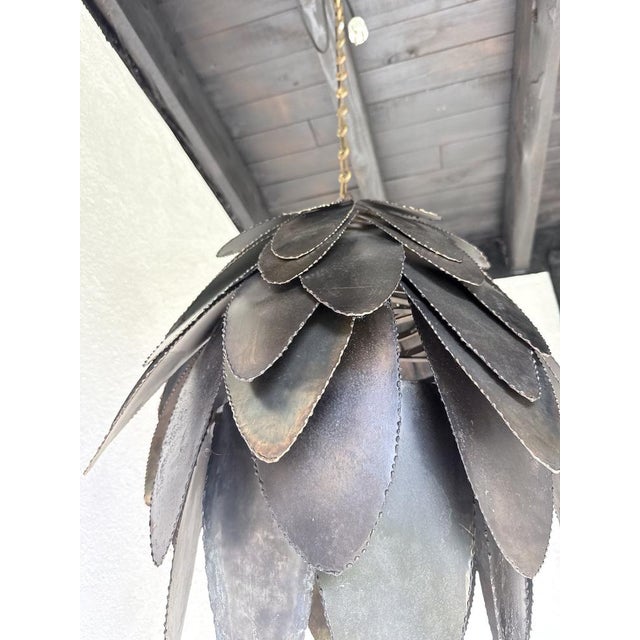 Brutalist Welded Metal Flower Pendant Light, 1970s For Sale - Image 16 of 18
