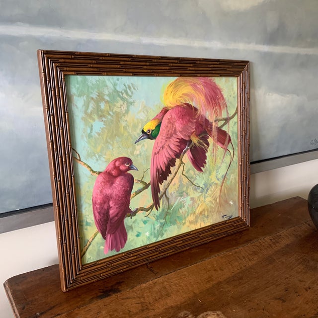Signed Birds of Paradise Oil Painting For Sale In New York - Image 6 of 7