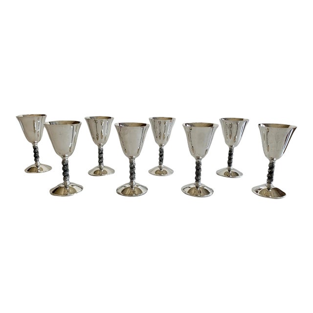 Spanish Silverplate Sherry Goblets From the 1970s - Set of 8 For Sale