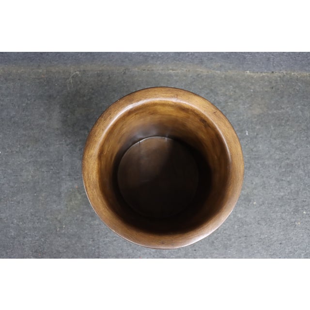 Traditional Maitland Smith Attributed Elephant Motif Metal Planter on Tripod Base For Sale - Image 3 of 9