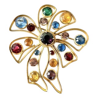 Vintage Gold Fill Rhinestone Brooch For Sale