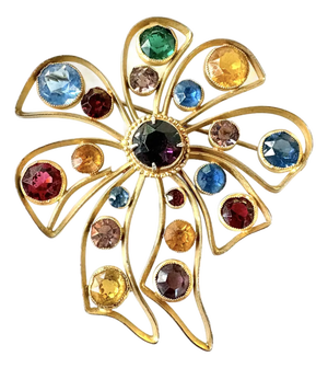 Vintage Gold Fill Rhinestone Brooch