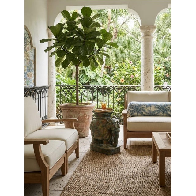 Majestic Vintage Distressed Ceramic Elephant Garden Seat For Sale - Image 12 of 12