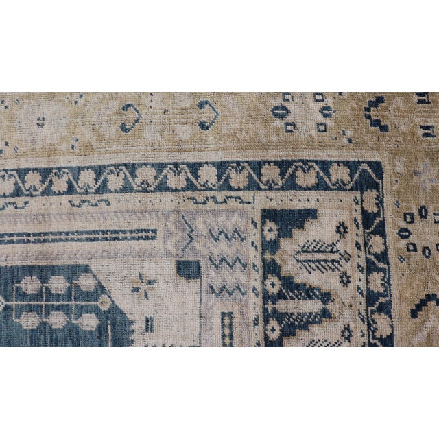 Blue Elegant Vintage Turkish Oushak Rug With Intricate Blue & Beige Design 6'4" X 13' For Sale - Image 8 of 12