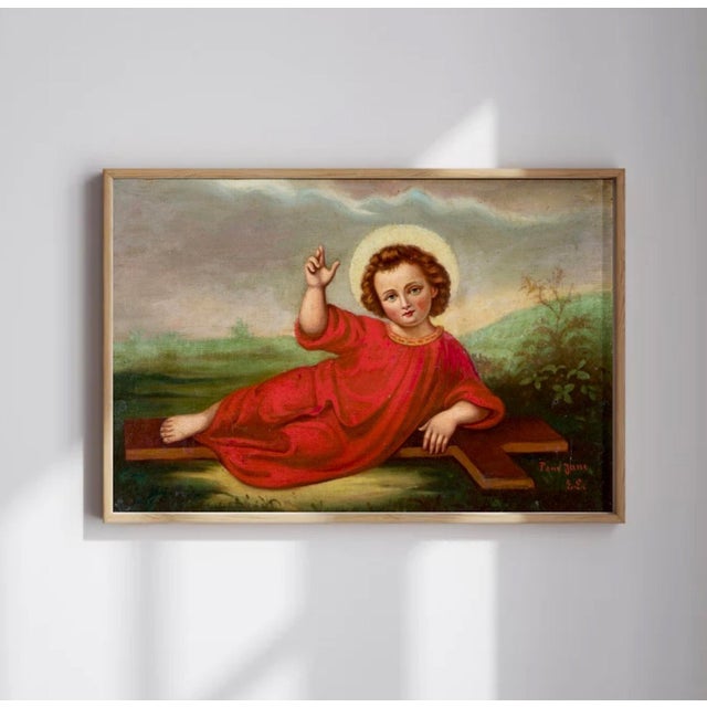 19th Century Jacques-Émile Lafon French Signed and Dedicated Religious Painting For Sale - Image 8 of 11
