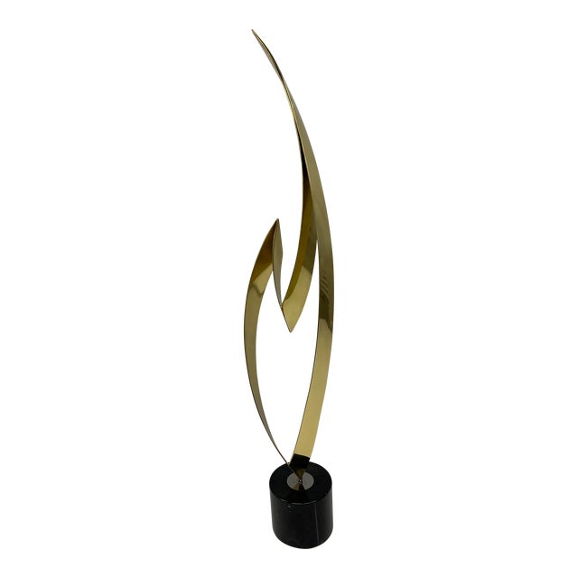 Mid Century Modern Abstract Brass Flame Sculpture by Curtis Jere For Sale