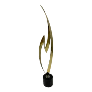 Mid Century Modern Abstract Brass Flame Sculpture by Curtis Jere