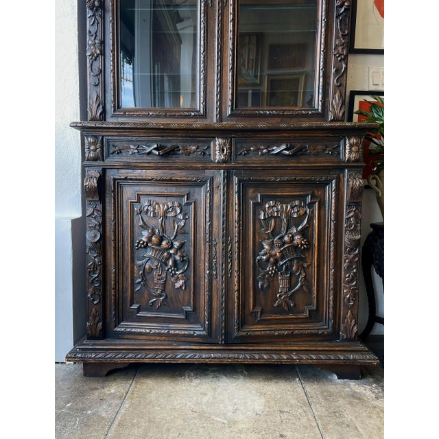Wood Antique French Hand Carved Wood Cabinet/Buffet 1880s For Sale - Image 7 of 12