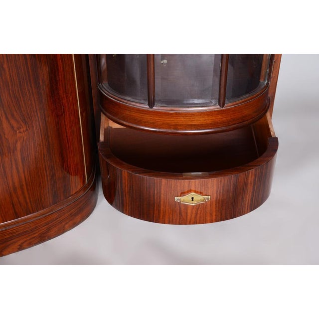 Art Deco Oval-Shaped Sideboard in Rosewood & Original Glass and Mirror, Czech, 1920s For Sale - Image 16 of 18