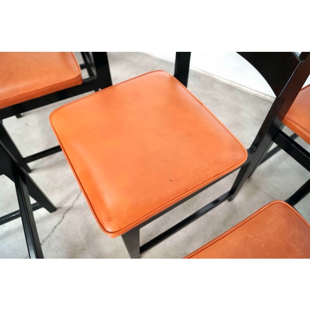 1950’s Mid-Century Modern Leather Dining Chairs - Set of 6 For Sale - Image 10 of 12