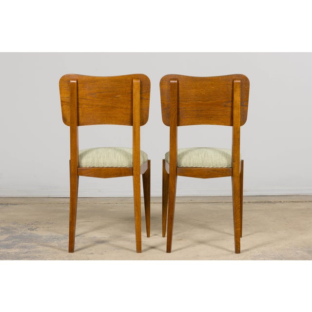 Set of Six French Art Deco Dining Chairs, Oak & Chenille, 1930s For Sale - Image 18 of 18