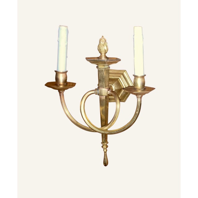 French Antique French Brass Wall Sconces - a Pair For Sale - Image 3 of 4