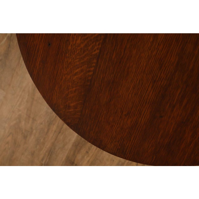 Early 20th Century Arts And Crafts Style Round Oak Lamp Table For Sale - Image 5 of 18