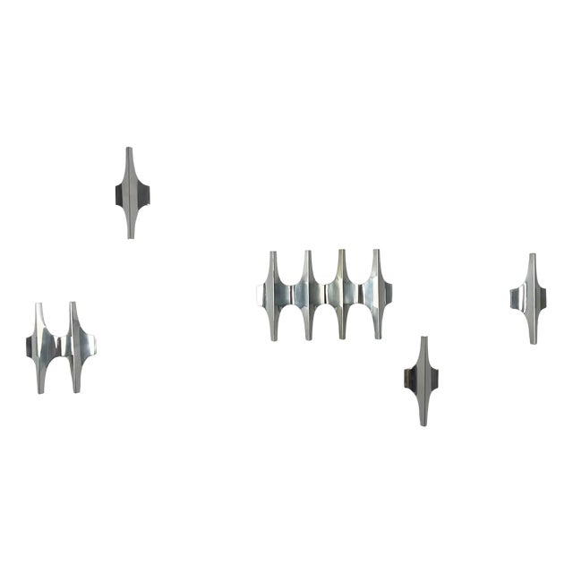 German Brutalist Wall Lights by Wilhelm Braun Feldweg for Doria, 1970s, Set of 5 For Sale