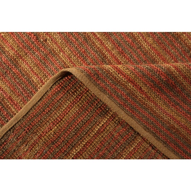 Rug & Kilim's Contemporary Flat-Weave Striped Orange Brown Square For Sale In New York - Image 6 of 6