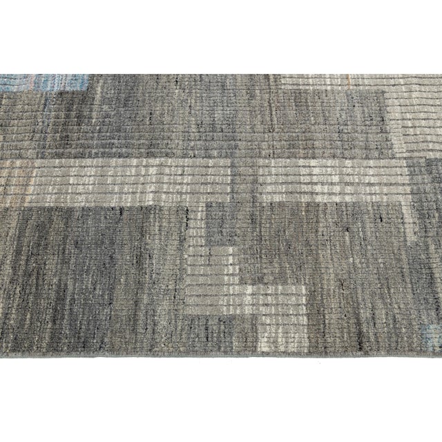 Modern Moroccan Wool Rug in Gray With Abstract Geometric Design For Sale - Image 10 of 11