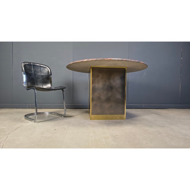 Vintage Round Granite and Brass Center Table from Belgo Chrom, 1970s For Sale - Image 4 of 18